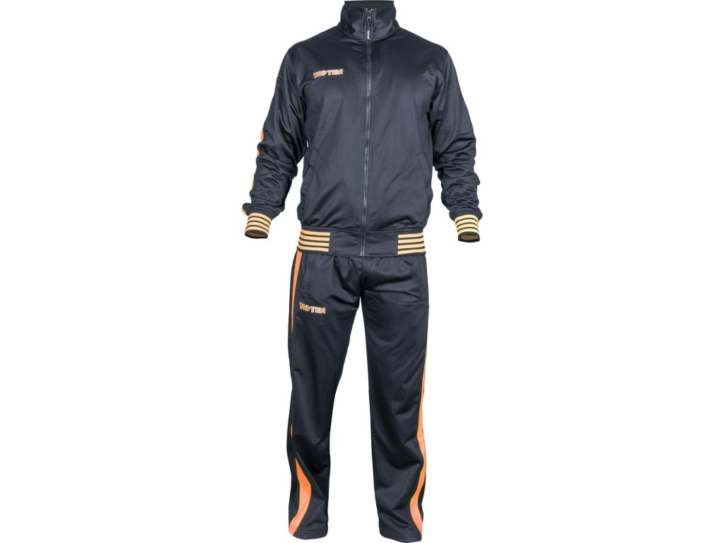 Tracksuit “Neon” - size L = 180 cm, black-orange (Size L, 180 cm, Color Black - Orange, Gloves cut Without Label)
