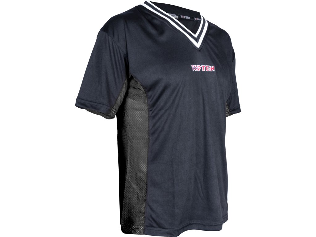T-Shirt, V-Neck for kickboxing “SlimFit” - black, size 120 = 120 cm (Size 120, 120 cm, Color Black, Gloves cut Without Label)