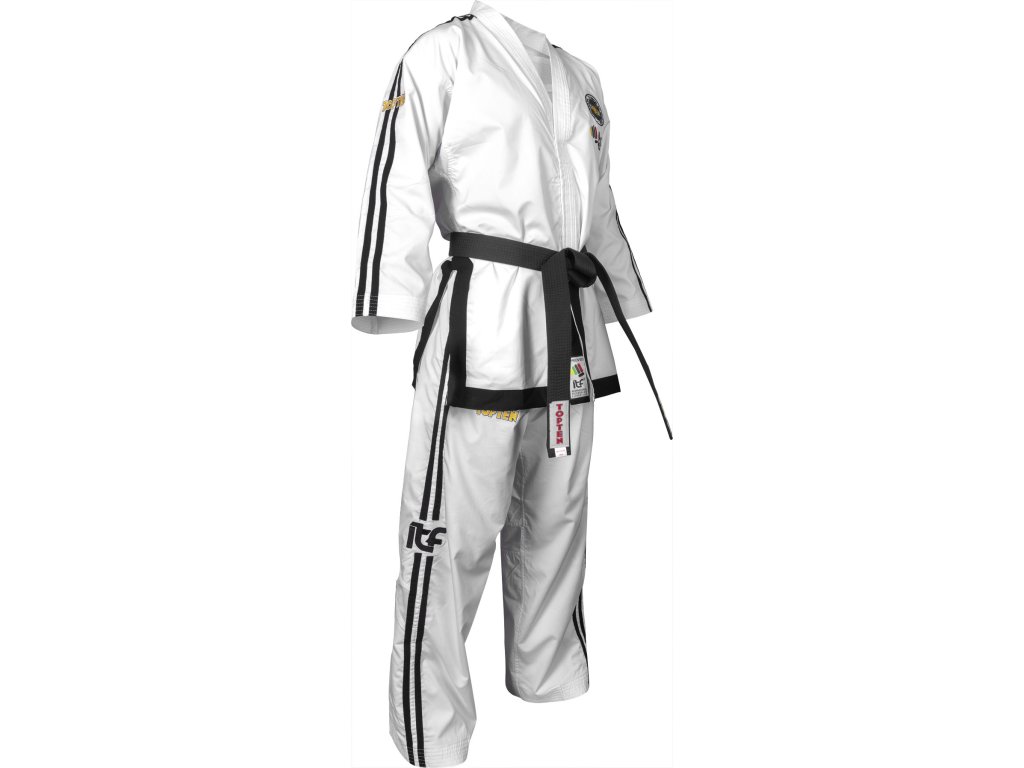 Taekwon-Do Grandmaster Dobok “Premium Gold” (7th - 9th Dan) (ITF approved) - white, size 160 cm (Color White, Size 160 cm)