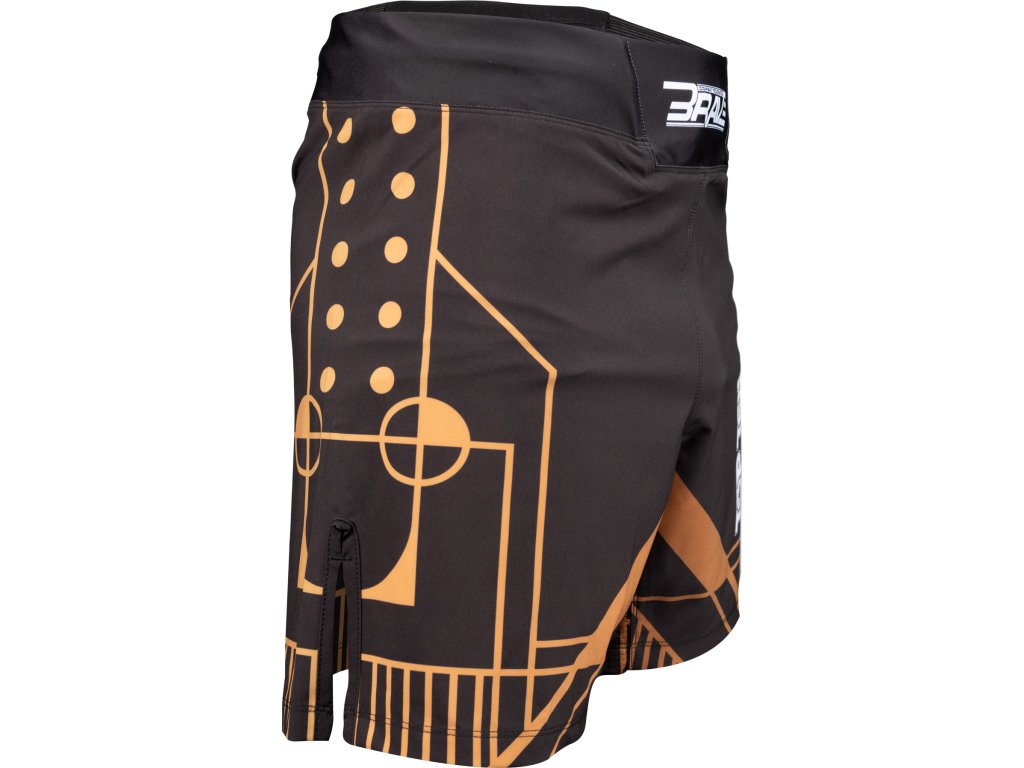 MMA-Shorts “BRAVE” - black-gold, size S (Size S, Color Black - Gold, Gloves cut Without Label)