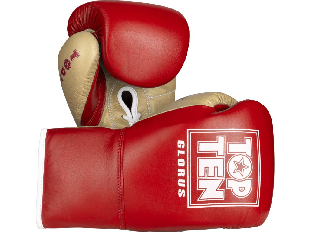 Boxhandschuhe “GLORUS” - red-gold, 10 oz (Color Red - Gold, Gloves weight 10 oz, Gloves cut Standard)