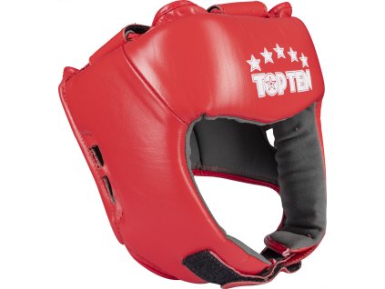 Head Guard made of genuine leather - red, size XL, incl. IBA label (Size XL, Color Red, Gloves cut Without Label)