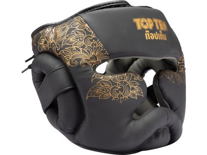 Headguard “Nong Han” - black-yellow, size S-M (Size S-M, Color Black - Gold, Gloves cut Without Label)