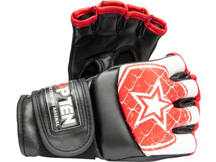 MMA gloves “Octagon” - white-red, size S (Size S, Color White - Red)