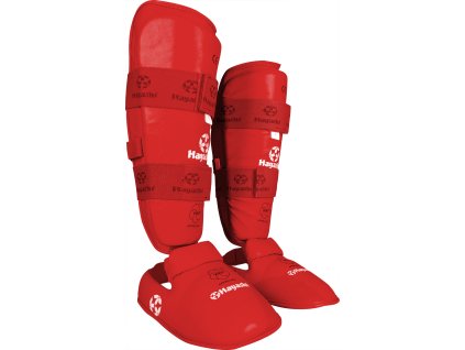 Karate Shin and Instep Guard (WKF approved) - red, size S (Size S, Color Red)