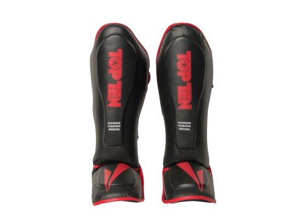 Shin Guard “Triangle II Neo” for Thaiboxing, K1 und MMA - black-red, size S (Size S, Color Black - Red, Gloves cut Without Label)