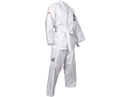 Taekwon-Do Dobok “Kyong” (ITF approved) - white, size 110 cm, jacket with hook and loop fastener (Color White, Size 110 cm)