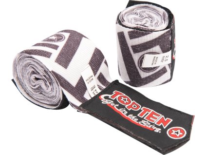 Hand-Wrap, elastic boxing bandage “Military” - 5 cm x 250 cm, TT-Design (Color White - Black, Dimensions 5 cm x 250 cm)