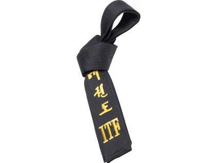 Taekwon-Do belt “ITF” (with embroidery) “TAEKWON-DO” - black, size 180 cm (Color Black, Size 180 cm)