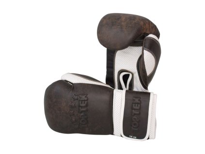 Boxing Gloves “Vintage” - 12 oz, brown-white (Color Brown - White, Gloves weight 12 oz)