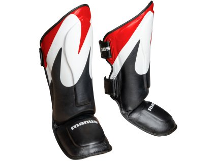 Shin and Instep Guard “Wave” - black-red, size S (Size S, Color Black - Red)