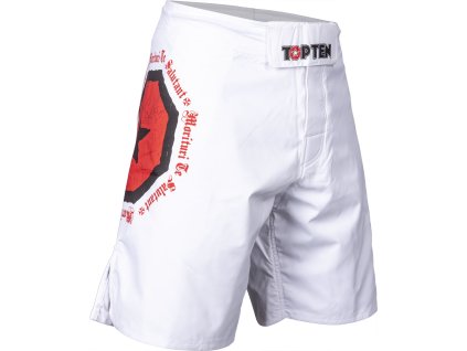 MMA-Shorts “Morituri Te Salutant for Kids - size XS = 150 cm, white (Size XS, 150 cm, Color White, Gloves cut Without Label)