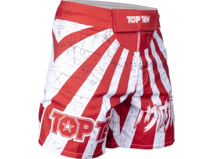 MMA-Shorts “Samurai” - size S = 160 cm, white-red (Size S, 160 cm, Color White - Red, Gloves cut Without Label)