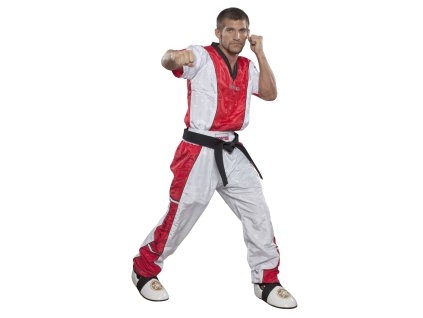 Kickboxing pants for Kids - size XS = 150 cm, white-red (Size 150, 150 cm, Color White - Red, Gloves cut Without Label)