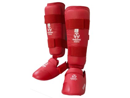 Karate Shin and Instep Guard - red, size S (Size S, Color Red, Gloves cut Without Label)