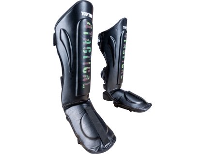 Shin- and Instep Guard “4Tactical” - black-green, size S (Size S, Color Black - Green, Gloves cut Without Label)