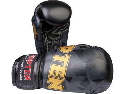 Boxing Gloves “PRISM” - Standard, black-gold, 10 oz (Color Black - Gold, Gloves weight 10 oz, Gloves cut Standard)