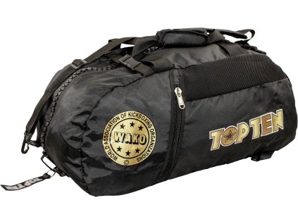 Backpack-Sportsbag-Dufflebag combination “WAKO” - 55 cm x 29 cm x 27 cm, black-gold (Color Black - Gold, Dimensions 55 cm x 29 cm x 27 cm)