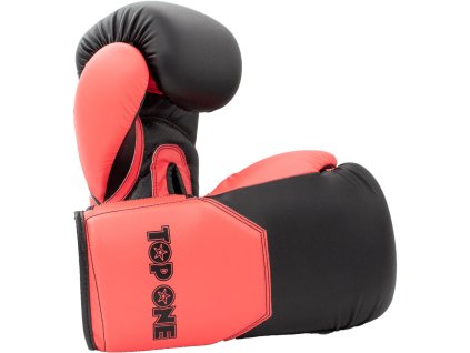 Boxing Gloves “TOP ONE” - 12 oz, red-black (Color Red - Black, Gloves weight 12 oz)