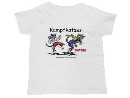 T-Shirt for Kids “Kampfkatzen” for Kids - size 116 = 116 cm, white (Size 116, 116 cm, Color White, Gloves cut Without Label)