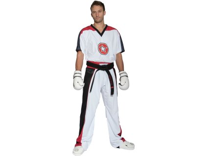 Kickboxing uniform “Star” for Kids - size 130 = 130 cm, white-black (Size 130, 130 cm, Color White - Black)