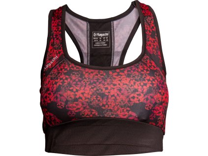 Sports Bra „Flowers“-black-red-XS (Size XS, Color Black - Red)