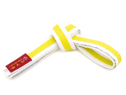 Karate belt two-tone - white-yellow, size 220 cm (Color White - Yellow, Size 220 cm, Gloves cut Without Label)