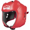 Head Guard made of genuine leather - red, size XL, incl. IBA label (Size XL, Color Red, Gloves cut Without Label)