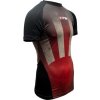 Rash Guard with motif “Sunrise” - short sleeve, black-red, size L (Size L, Color Black - Red)