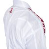Karate Gi "Air Deluxe" - 150 cm, s výšivkou na ramene v červenej farbe (Color White - Red, Size 150 cm)