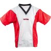 T-Shirt, V-Neck for kickboxing “Kickboxing” with black collar - red-white, size 140 (Size 140, 140 cm, Color Black - Red - White)
