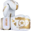Boxing gloves “Power Ink Golden Star” - white-gold, 10 oz (Color White - Gold, Gloves weight 10 oz, Gloves cut Standard)