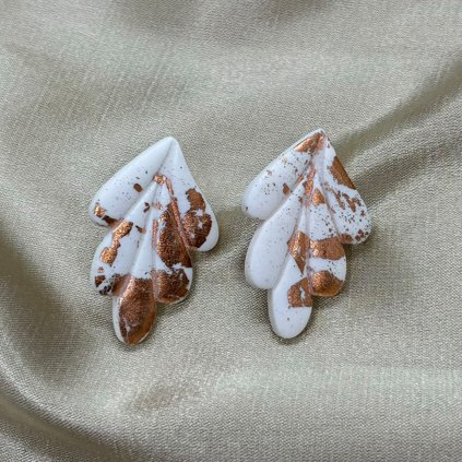 straka nausnice handmade polymer polymerova hmota straka rucna praca strieborna zlata