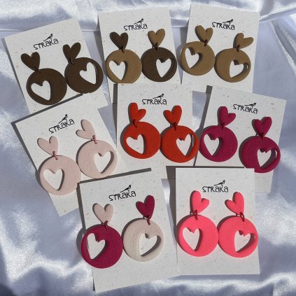 straka nausnice handmade polymer polymerova hmota straka rucna praca geometria kolekcia valentine srdce romantika laska valentin farebnost