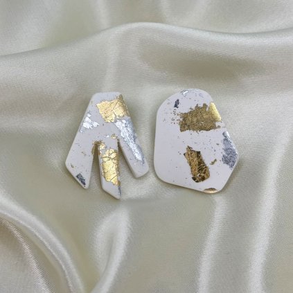 straka nausnice handmade polymer polymerova hmota straka rucna praca atypicky tvar straka ligotave