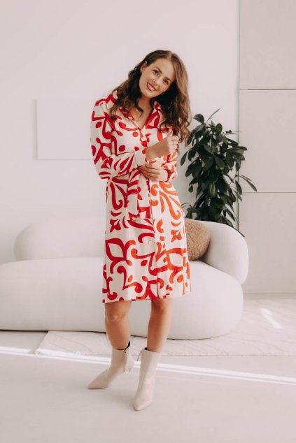 Outlet - Šaty Thaba Red Abstract