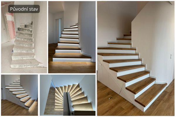 Vinylové schodiště s LED osvětlením – Veselí nad Moravou