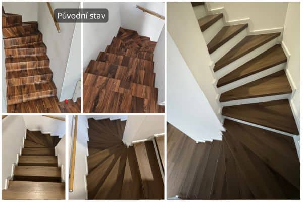 Kovalovice - obklad schodiště BUKOMA Dub Calvados