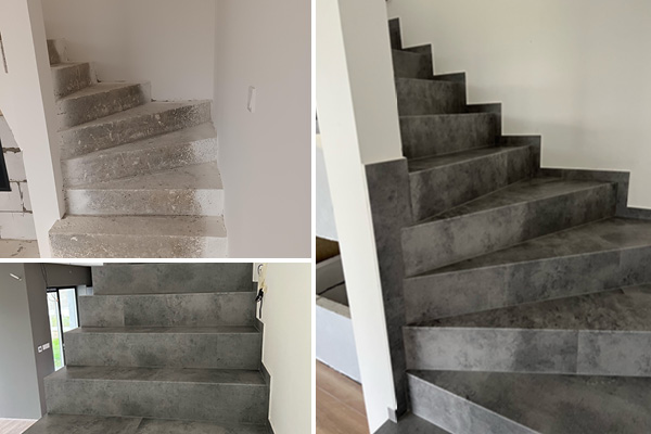 Vinylové schody s dekorem kamene Bukoma Beton kámen šedý Otice u Opavy