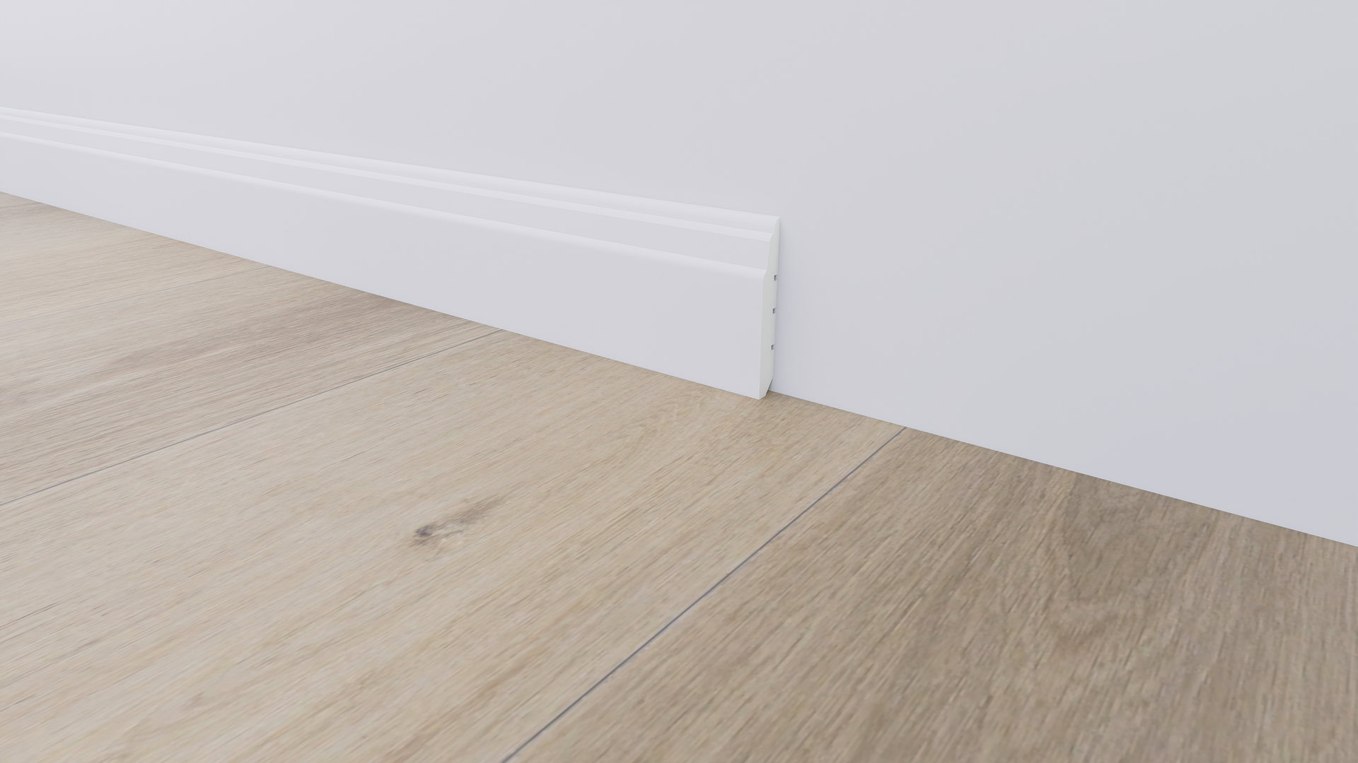 Soklová lišta BUKOMA PROFI‑80 Bílá – kombinace s Dubem Bunbury Elegance