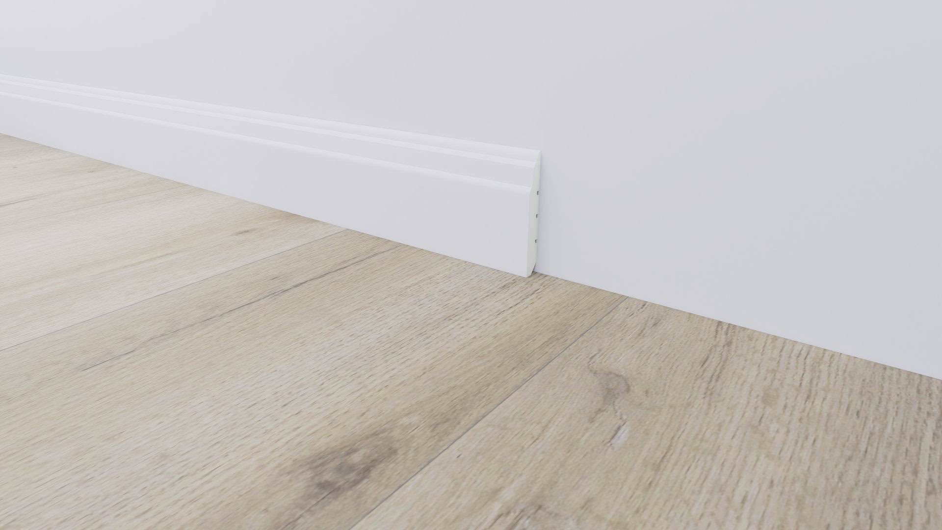Soklová lišta BUKOMA PROFI‑80 Bílá – kombinace s Dubem Halifax Přírodní