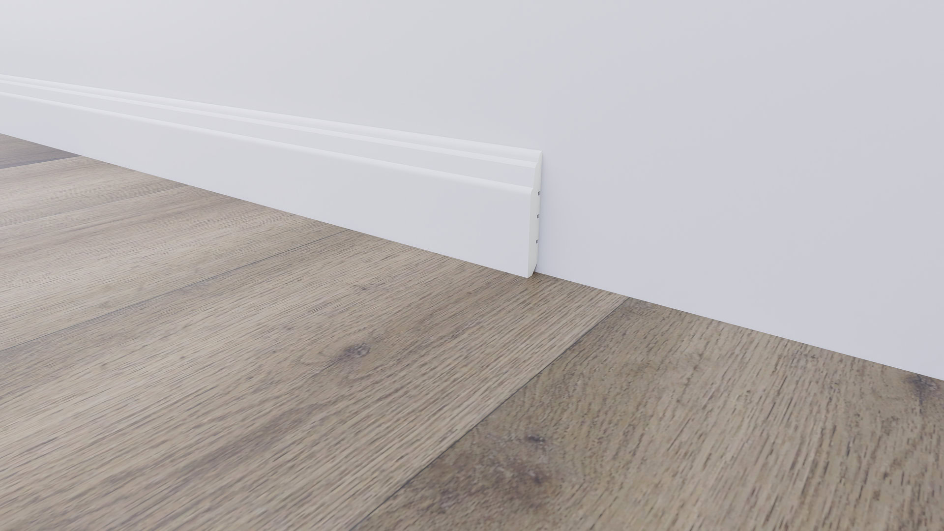 Soklová lišta BUKOMA PROFI‑80 Bílá – kombinace s Dubem Halifax Tabákovým