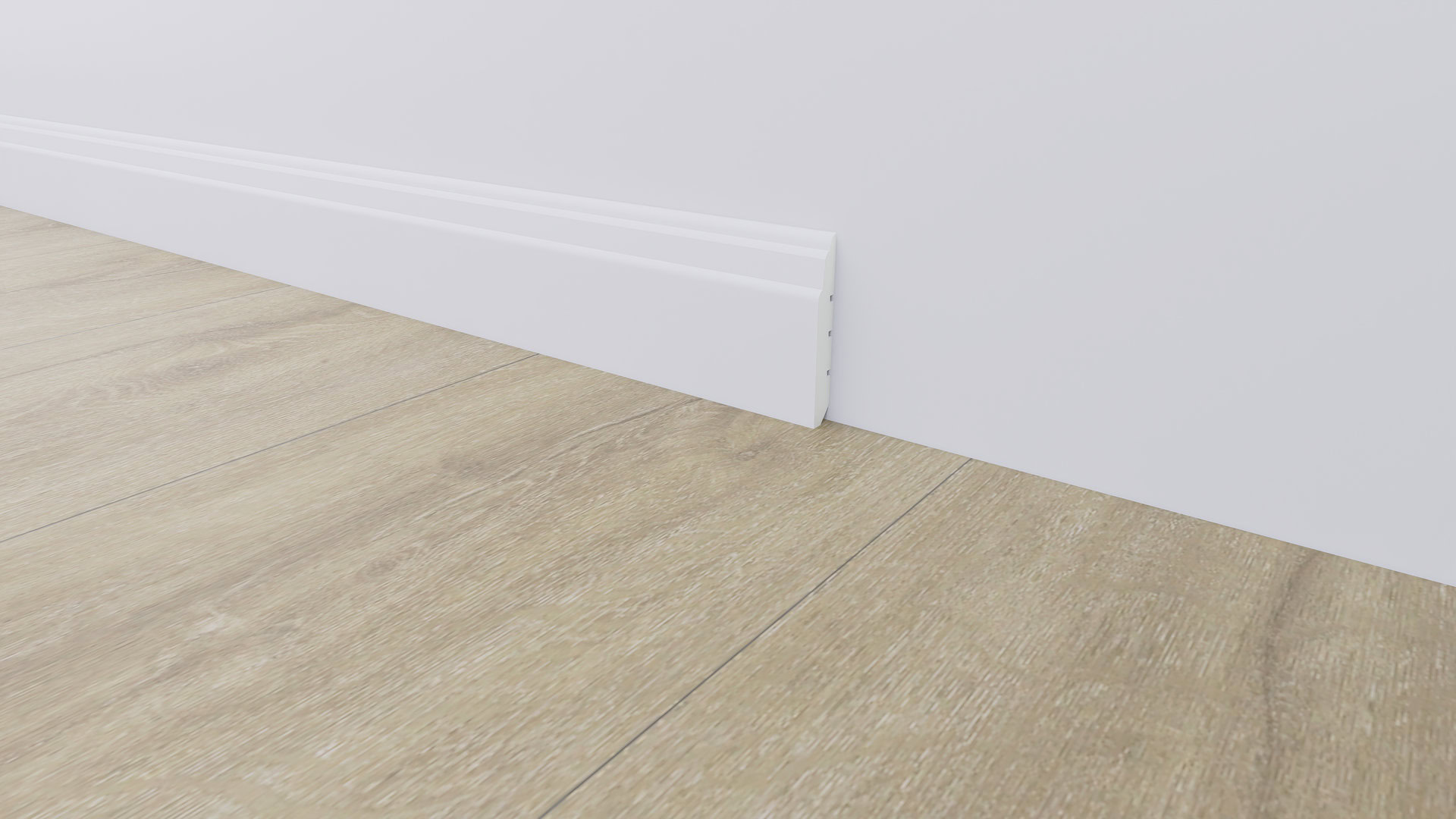 Soklová lišta BUKOMA PROFI‑80 Bílá – kombinace s Dubem Hamilton Přírodní