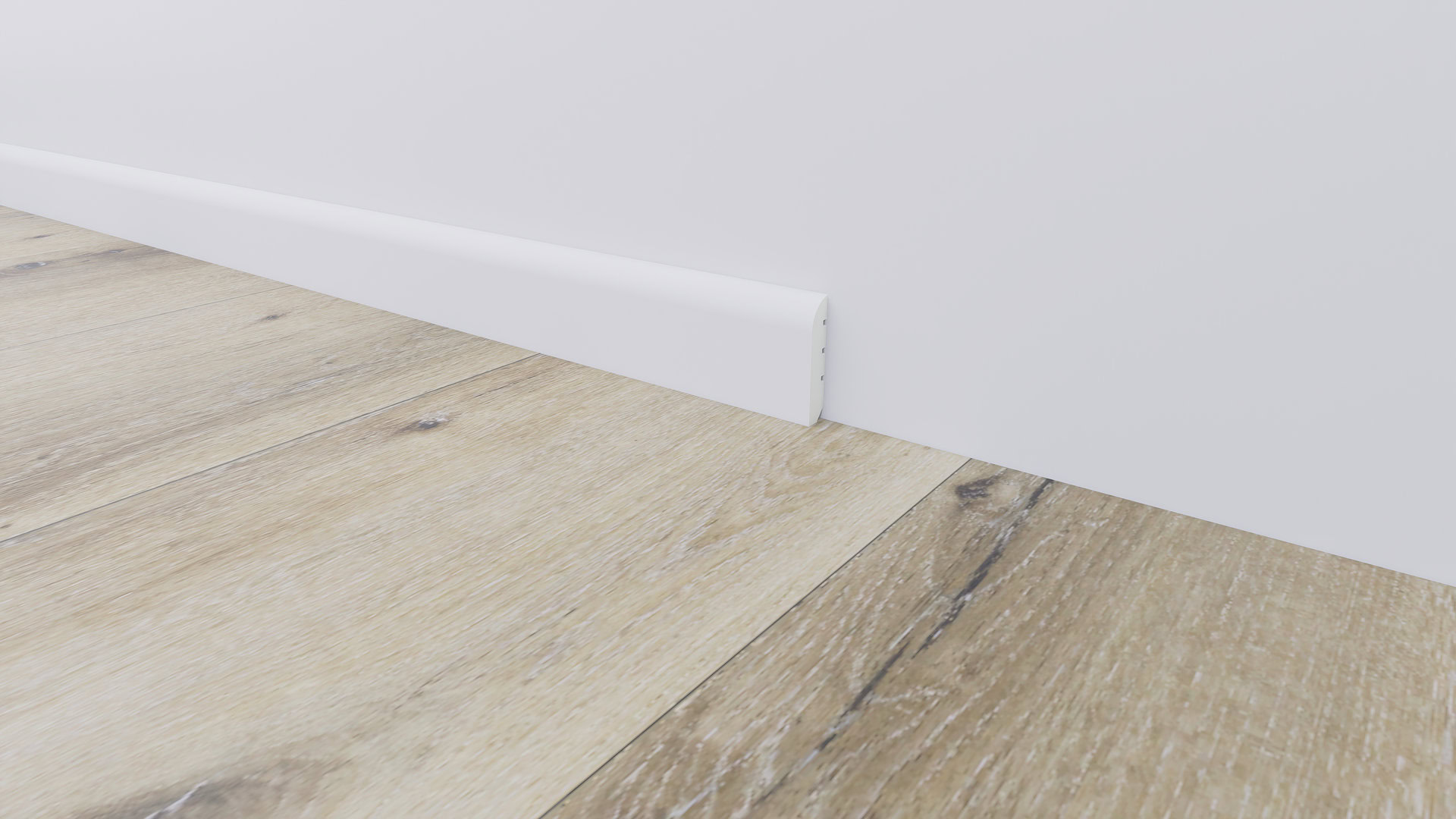 Soklová lišta BUKOMA PROFI‑60 Bílá – kombinace s Dubem Světlým Vintage