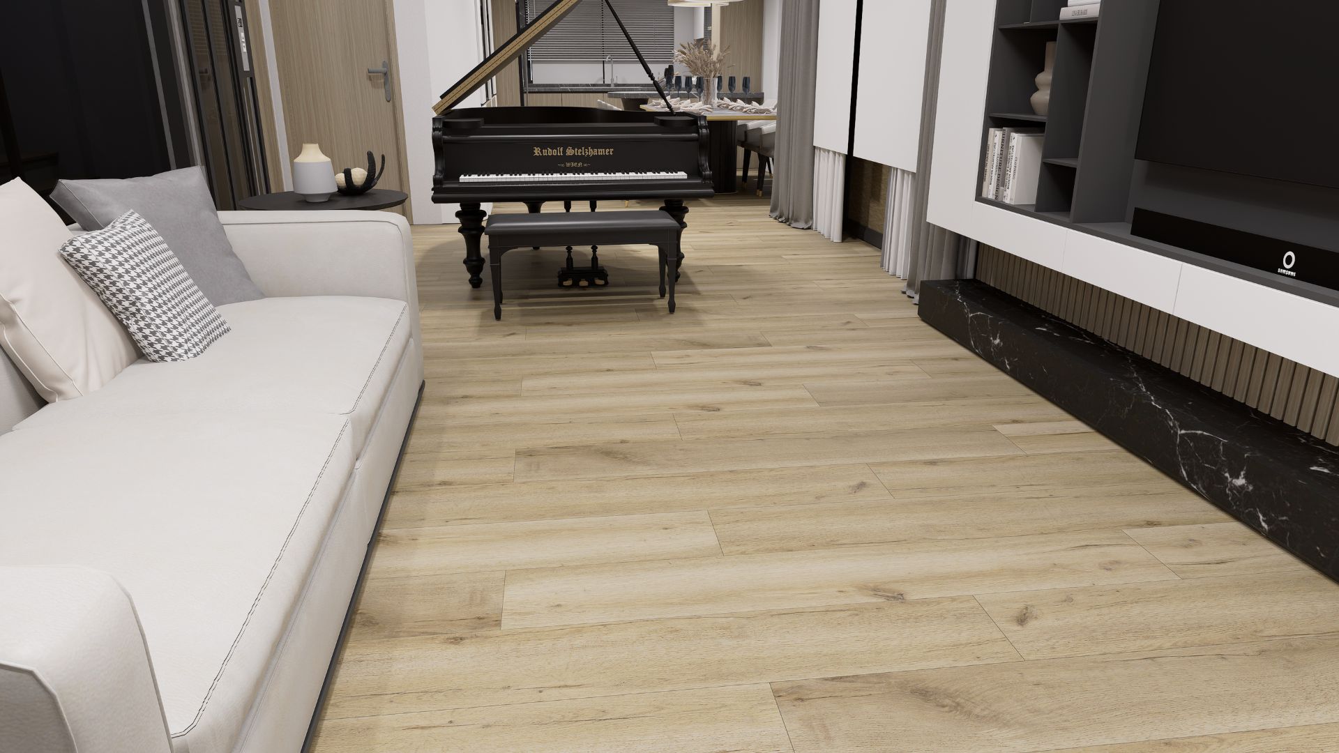Virtuální showroom BUKOMA – obývací pokoj s piánem