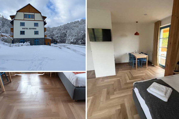 Vinylová podlaha BUKOMA HERRINGBONE - Hotel Edvard, Frenštát pod Radhoštěm