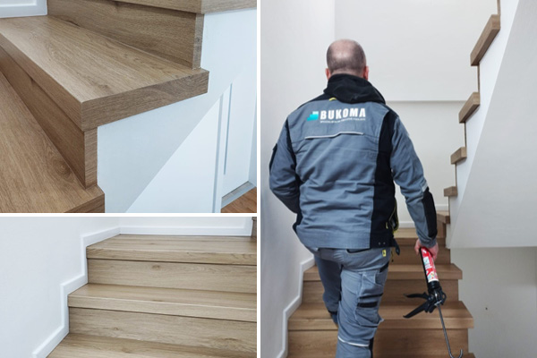 Obklad schodiště vinylem Bukoma Dub Natur Light, Vnorovy
