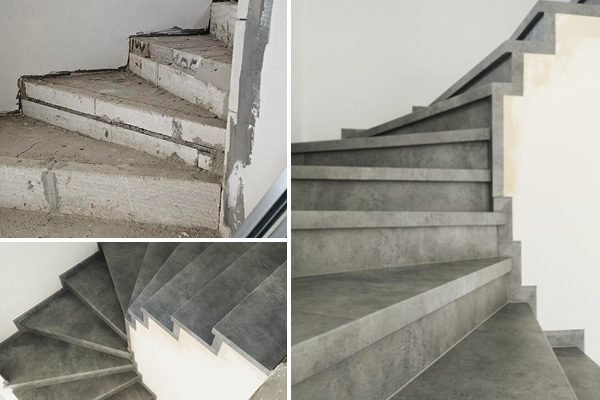 Vinylové schody s nosem Bukoma Beton Kámen Šedý Markvartice