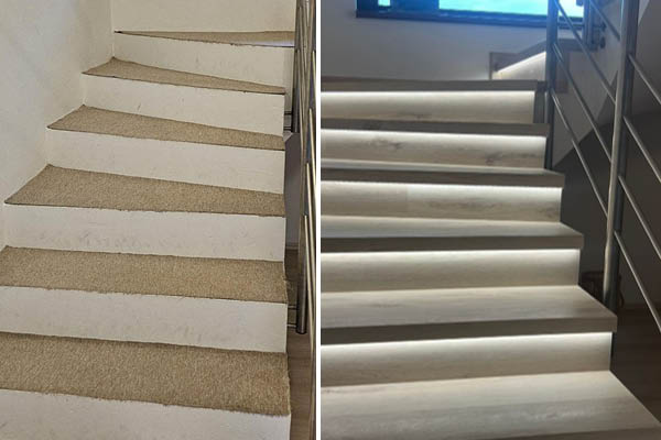 Rekonstrukce schodiště s vinylovou podlahou BUKOMA U-CLICK Dub Sibiřský