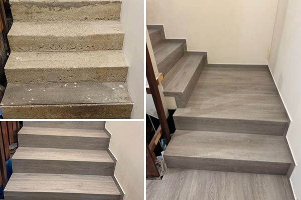 Realizace podlahářů Bukoma: Vinylový obklad schodiště – Račice, Vyškovsko